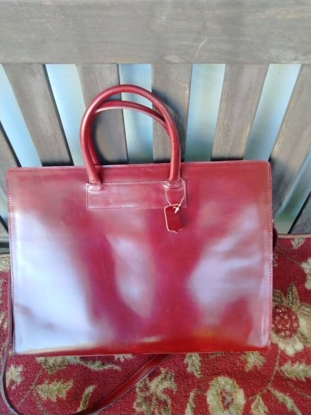 Alex Firenze Italian Leather Briefcase deep red